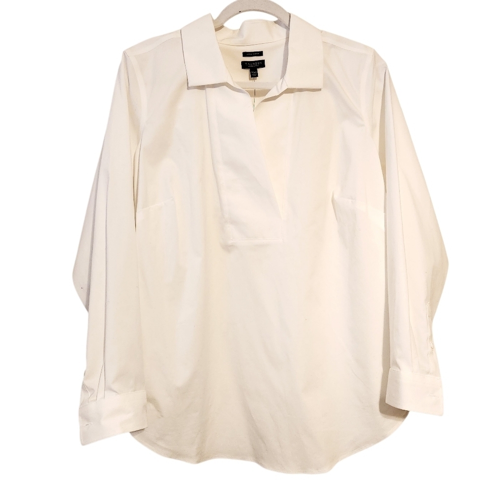 Talbots | Women's Basic White Essentials Faux Wrap Blouse Shirt (Size XL)